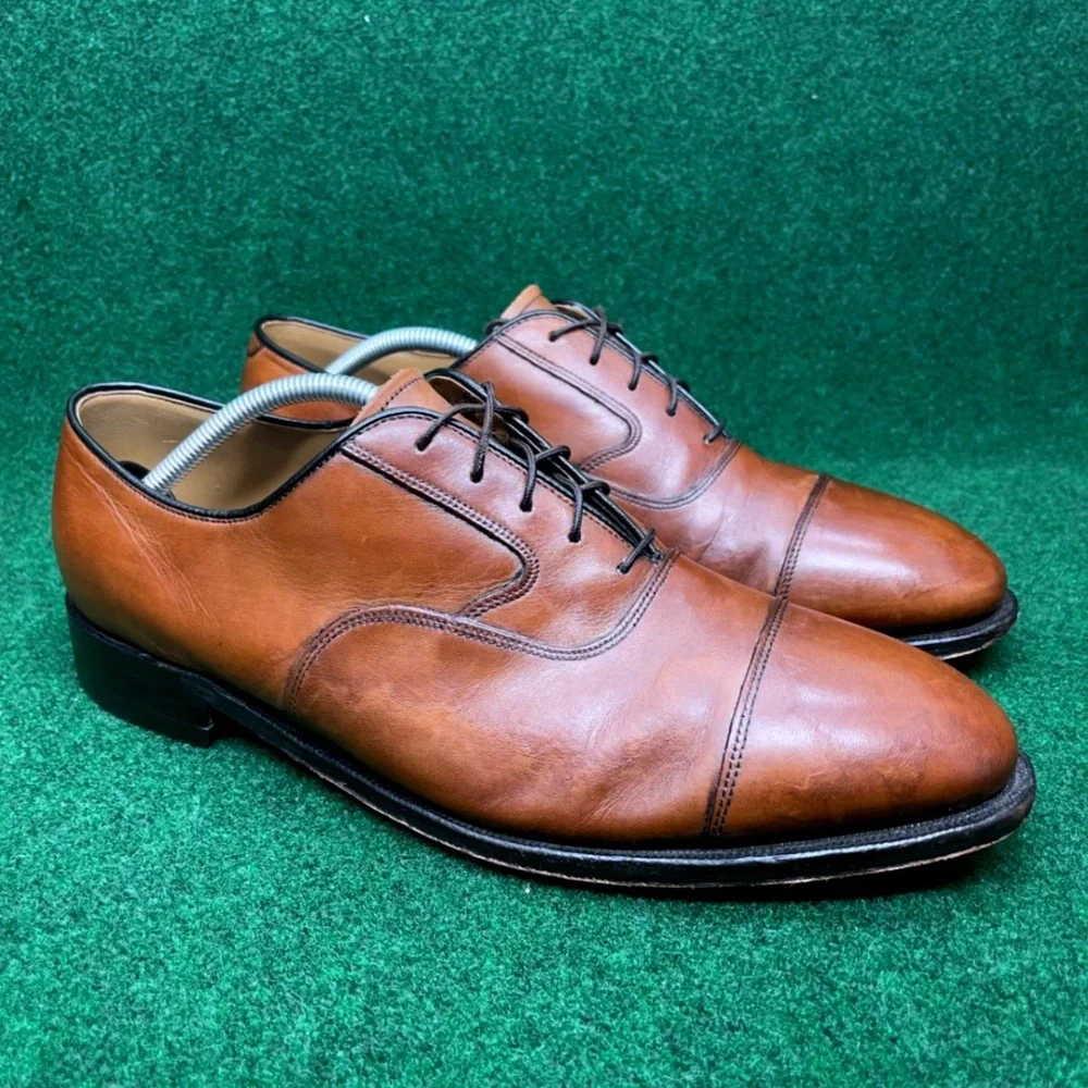 Johnston & Murphy Cap Toe Oxford Dress Shoes‎ Brown Leather Men's 10.5 E Wide